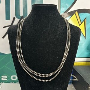 Faux Navajo pearl three strand necklace